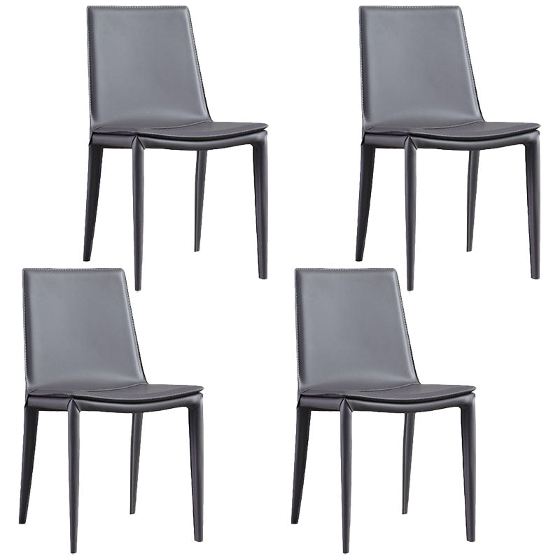 Contemporary Design Solid Back Chair for Home Armless Leather Dining Chairs