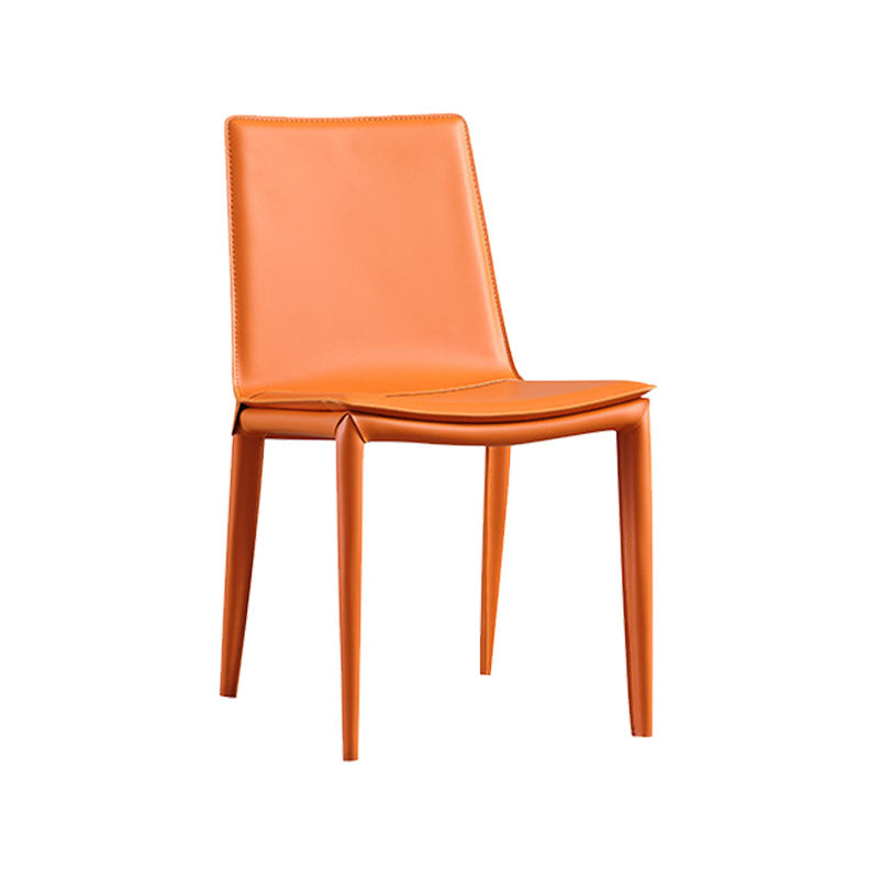 Contemporary Design Solid Back Chair for Home Armless Leather Dining Chairs