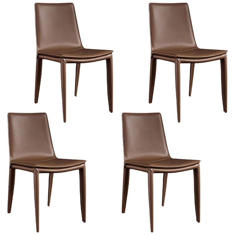 Contemporary Design Solid Back Chair for Home Armless Leather Dining Chairs