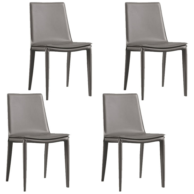 Contemporary Design Solid Back Chair for Home Armless Leather Dining Chairs