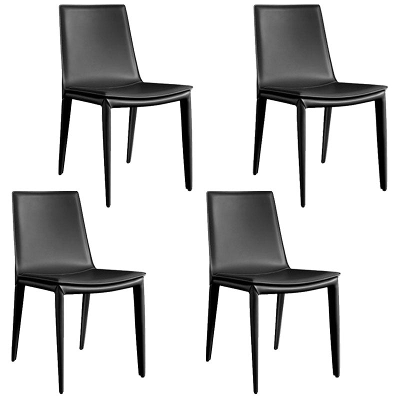 Contemporary Design Solid Back Chair for Home Armless Leather Dining Chairs