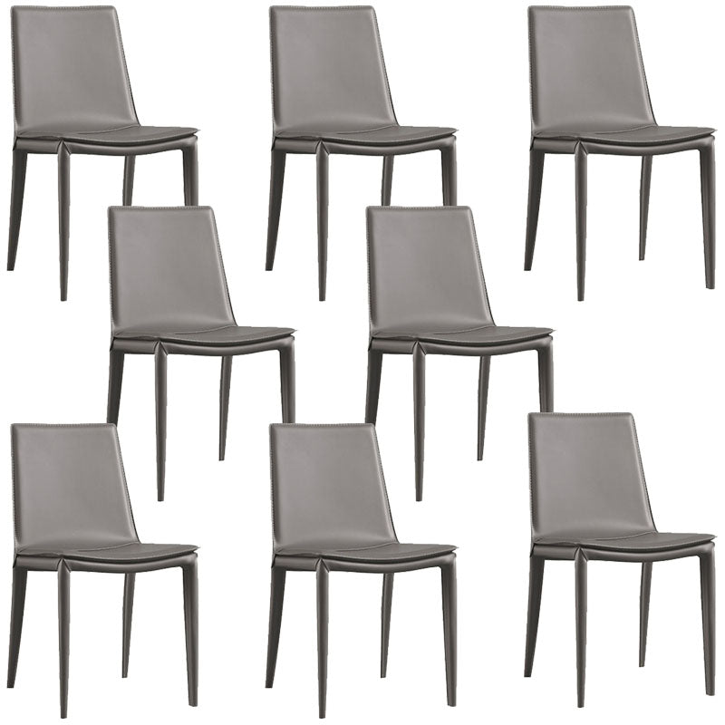 Contemporary Design Solid Back Chair for Home Armless Leather Dining Chairs