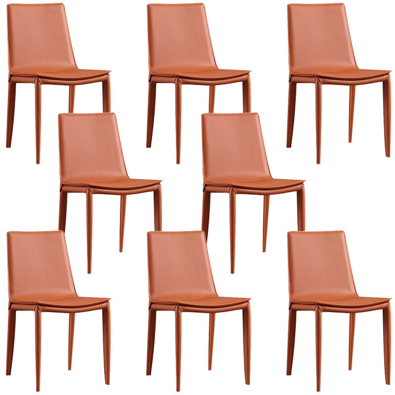 Contemporary Design Solid Back Chair for Home Armless Leather Dining Chairs