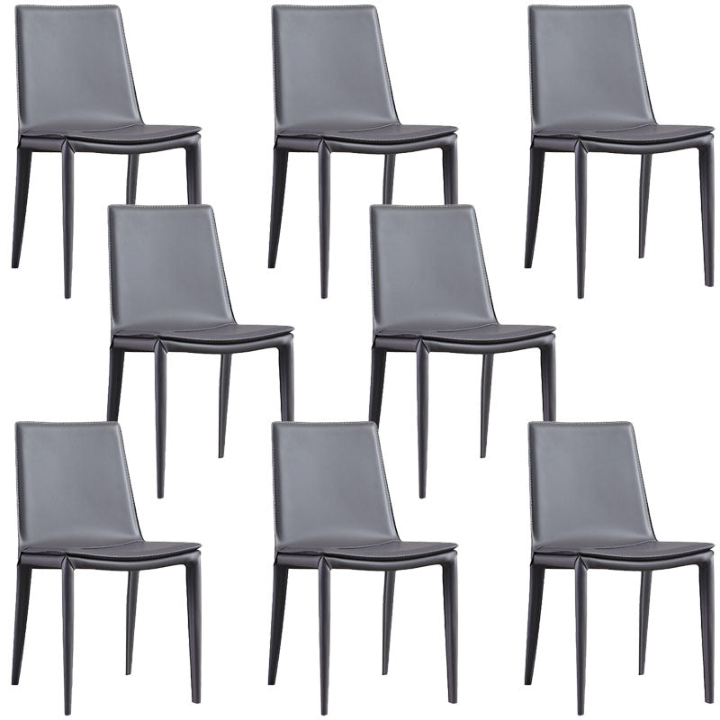 Contemporary Design Solid Back Chair for Home Armless Leather Dining Chairs