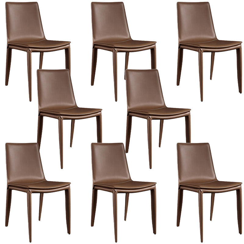 Contemporary Design Solid Back Chair for Home Armless Leather Dining Chairs