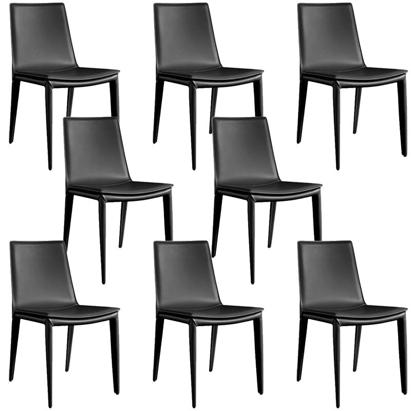 Contemporary Design Solid Back Chair for Home Armless Leather Dining Chairs