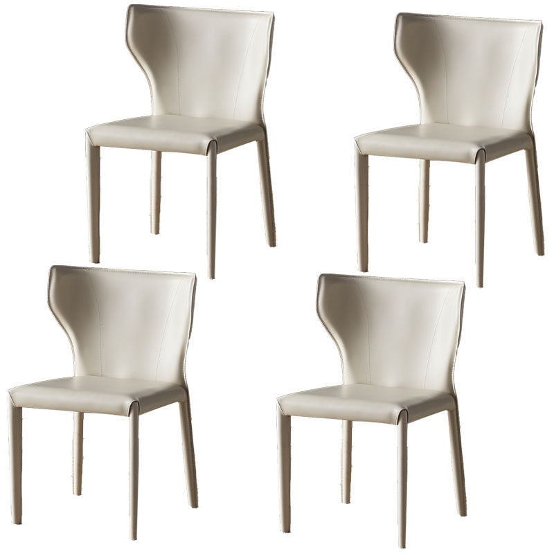 Contemporary Design Wingback Armless Dining Chair Leather Dining Chair