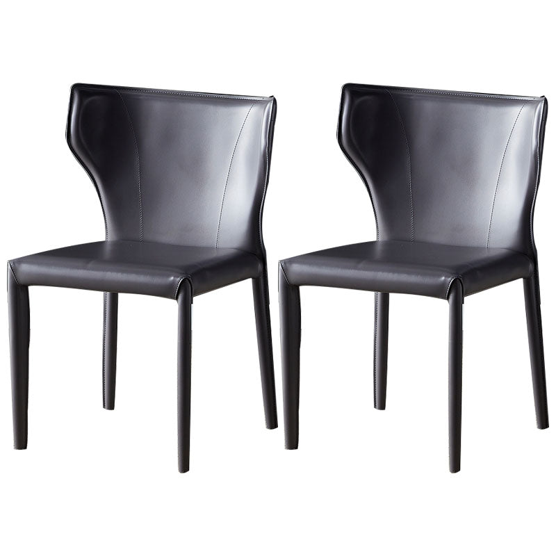 Contemporary Design Wingback Armless Dining Chair Leather Dining Chair