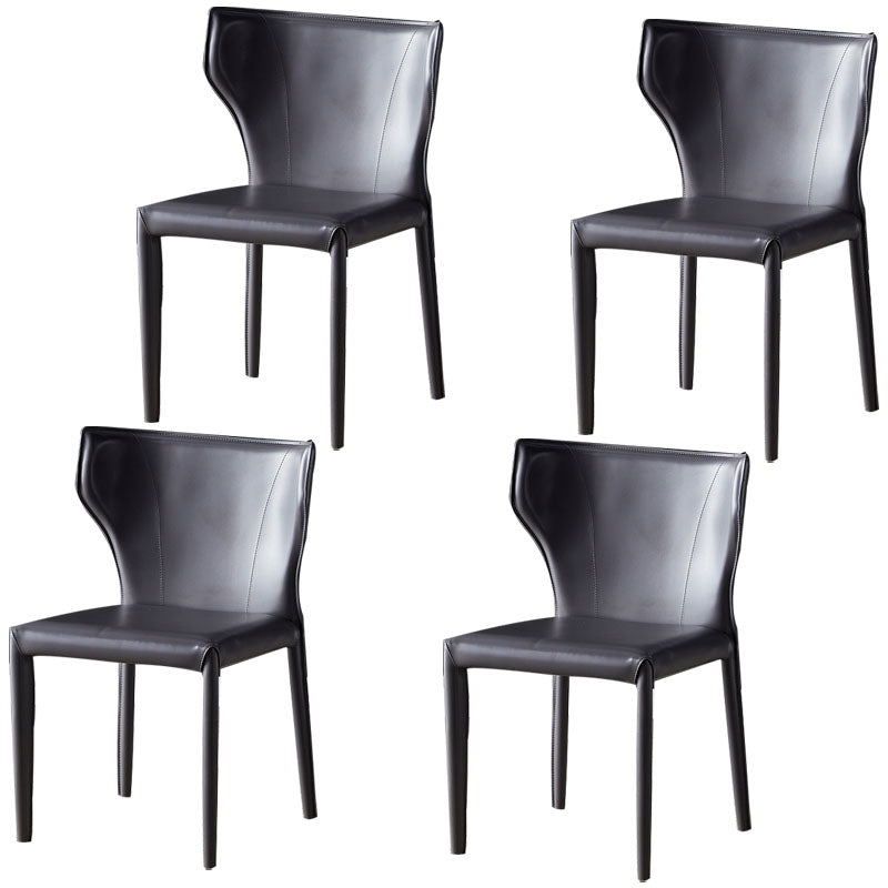 Contemporary Design Wingback Armless Dining Chair Leather Dining Chair