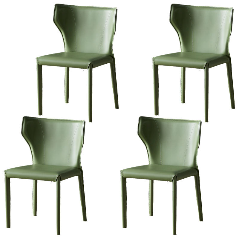 Contemporary Design Wingback Armless Dining Chair Leather Dining Chair