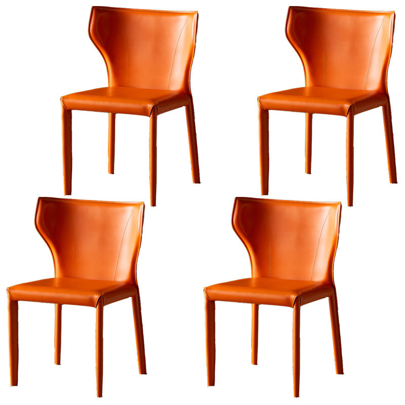 Contemporary Design Wingback Armless Dining Chair Leather Dining Chair