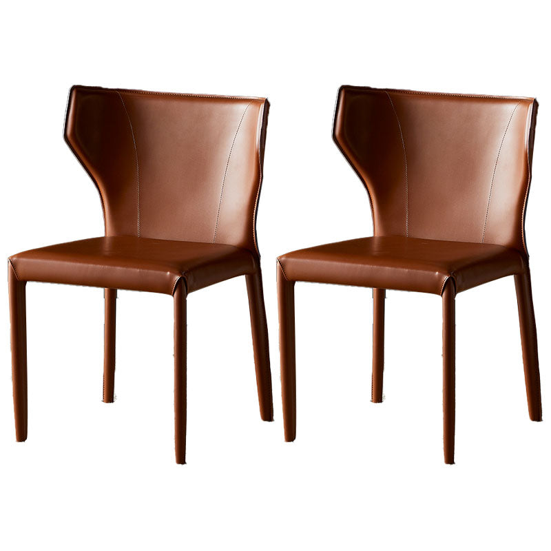 Contemporary Design Wingback Armless Dining Chair Leather Dining Chair