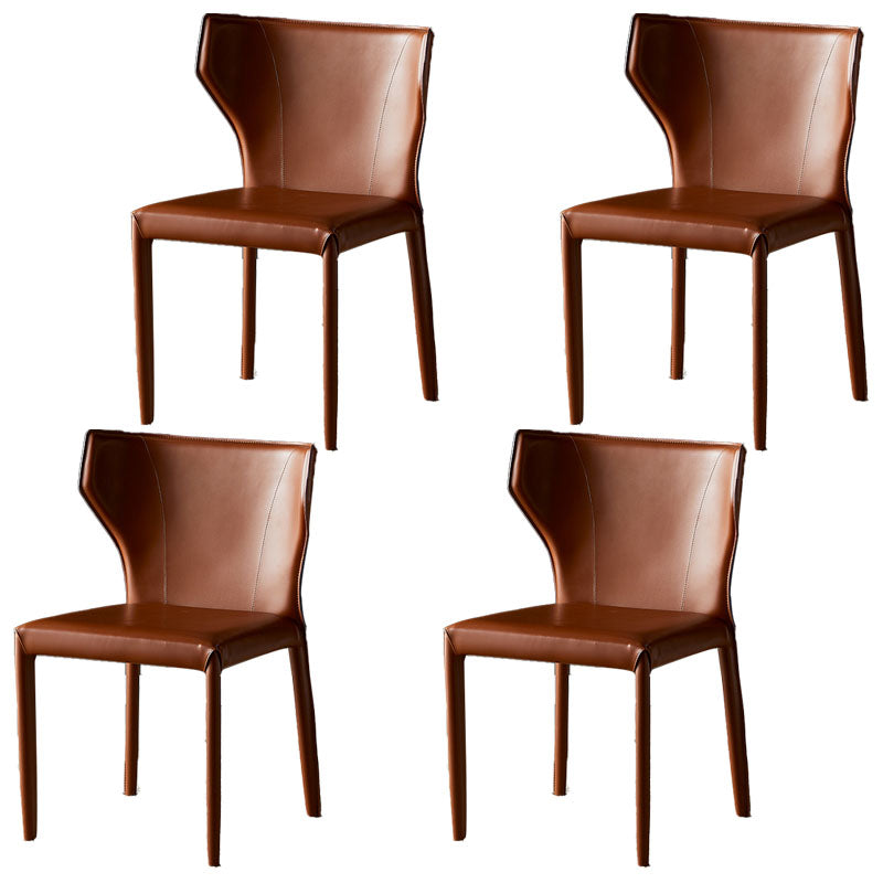 Contemporary Design Wingback Armless Dining Chair Leather Dining Chair