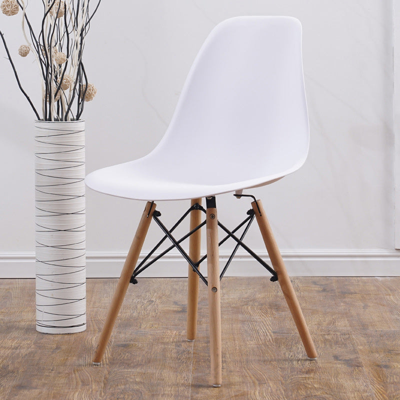 Scandinavian Wood Armless Chair Solid Back Kitchen Dining Room Chair