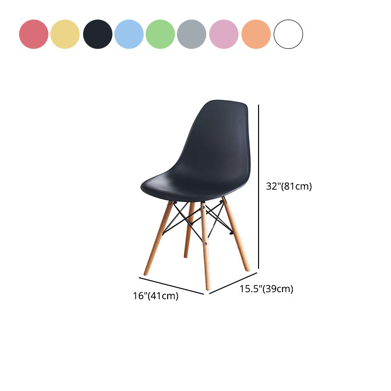 Scandinavian Wood Armless Chair Solid Back Kitchen Dining Room Chair