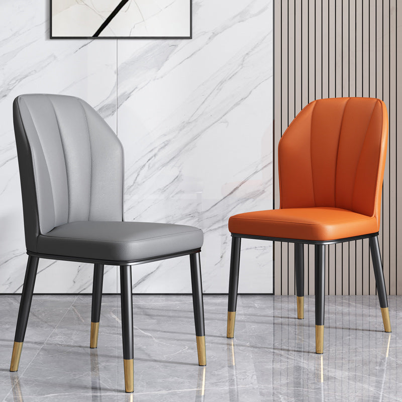 Dining Room Armless Dining Chairs Glam Style Leather Dining Side Chair