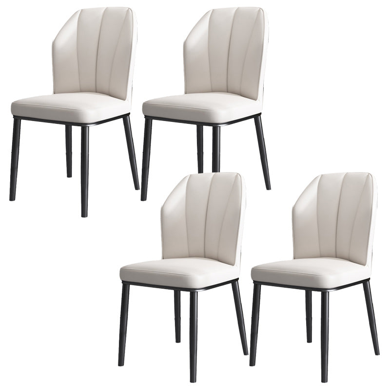 Dining Room Armless Dining Chairs Glam Style Leather Dining Side Chair