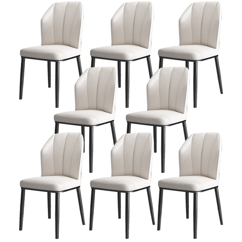 Dining Room Armless Dining Chairs Glam Style Leather Dining Side Chair