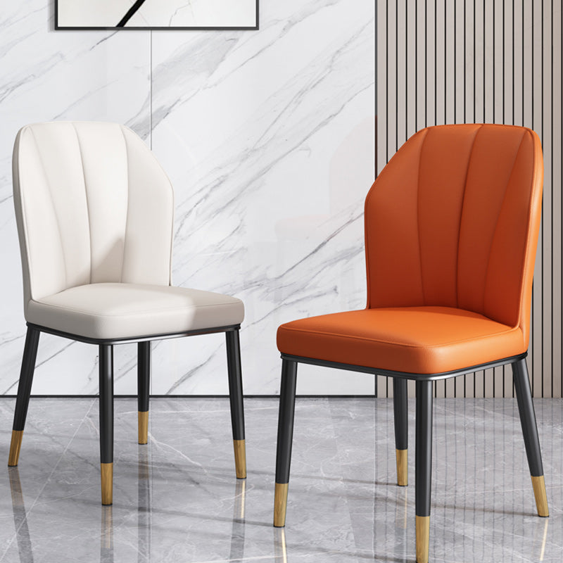 Dining Room Armless Dining Chairs Glam Style Leather Dining Side Chair