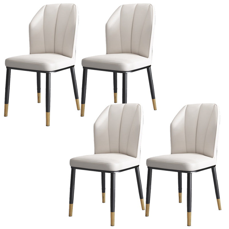 Dining Room Armless Dining Chairs Glam Style Leather Dining Side Chair