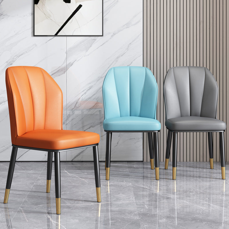 Dining Room Armless Dining Chairs Glam Style Leather Dining Side Chair