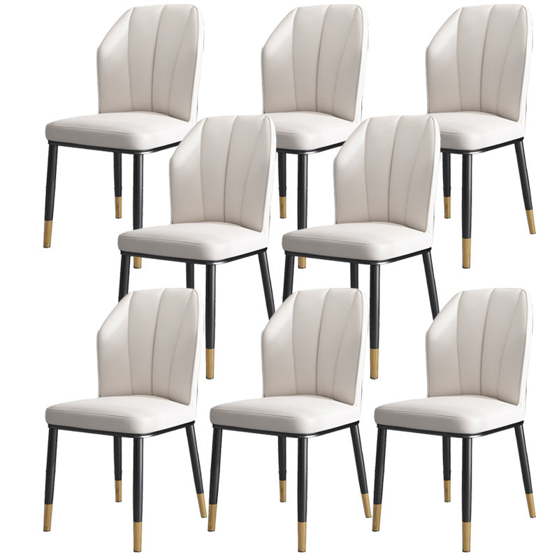 Dining Room Armless Dining Chairs Glam Style Leather Dining Side Chair