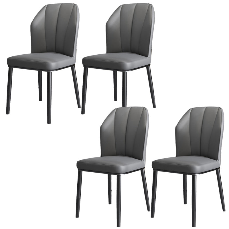 Dining Room Armless Dining Chairs Glam Style Leather Dining Side Chair