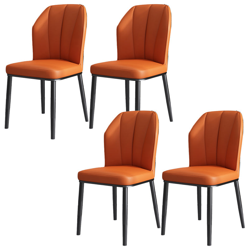 Dining Room Armless Dining Chairs Glam Style Leather Dining Side Chair