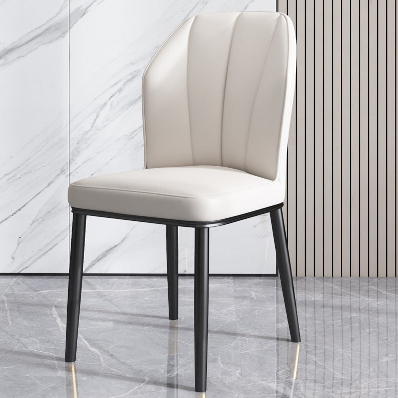 Dining Room Armless Dining Chairs Glam Style Leather Dining Side Chair