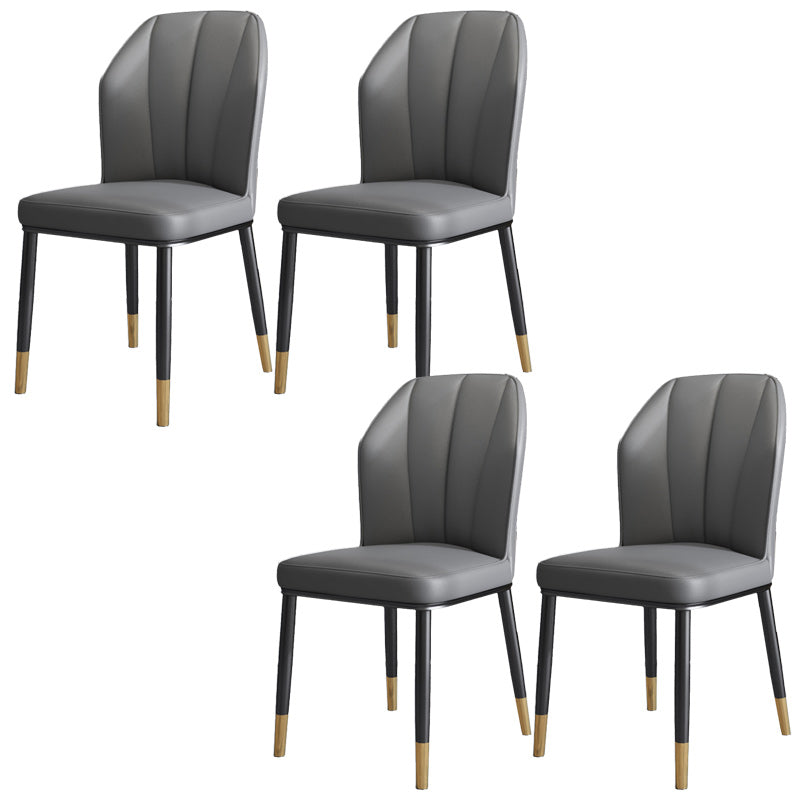 Dining Room Armless Dining Chairs Glam Style Leather Dining Side Chair