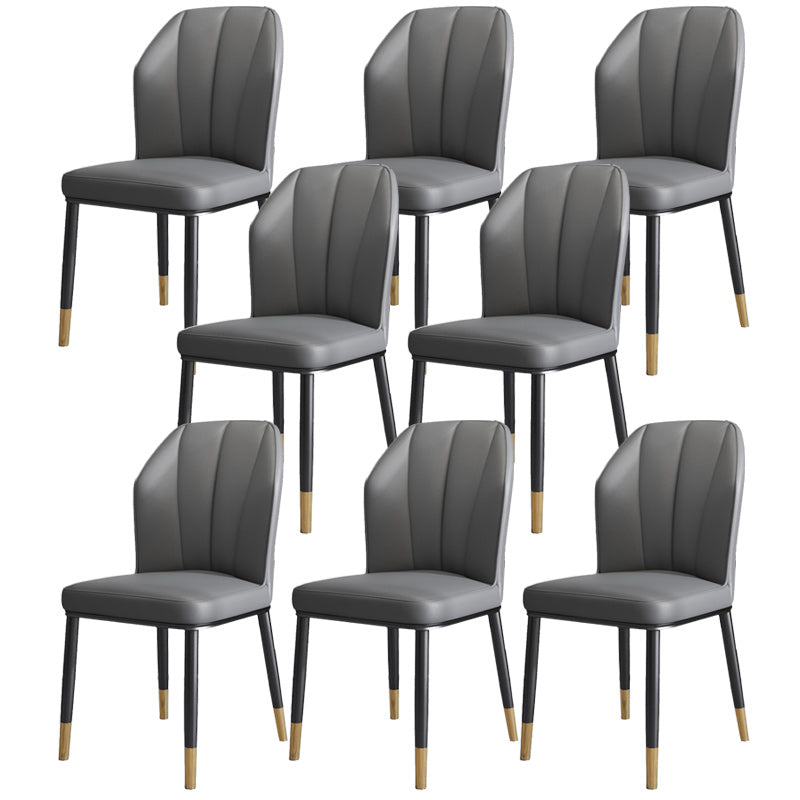 Dining Room Armless Dining Chairs Glam Style Leather Dining Side Chair