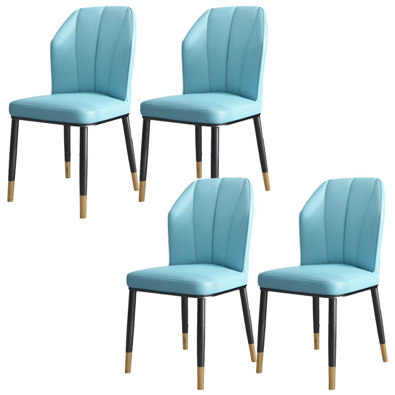 Dining Room Armless Dining Chairs Glam Style Leather Dining Side Chair