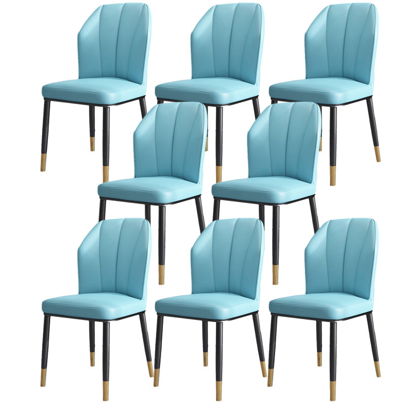 Dining Room Armless Dining Chairs Glam Style Leather Dining Side Chair