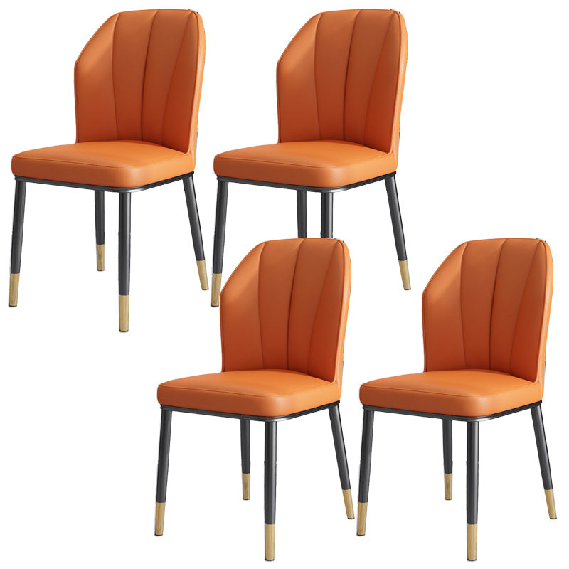 Dining Room Armless Dining Chairs Glam Style Leather Dining Side Chair