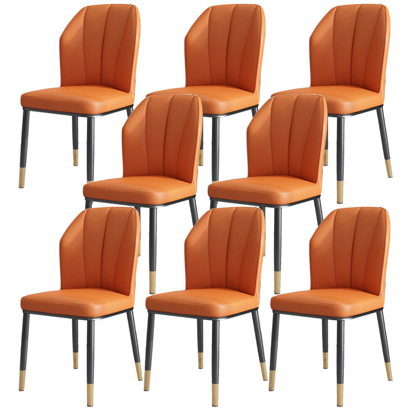 Dining Room Armless Dining Chairs Glam Style Leather Dining Side Chair