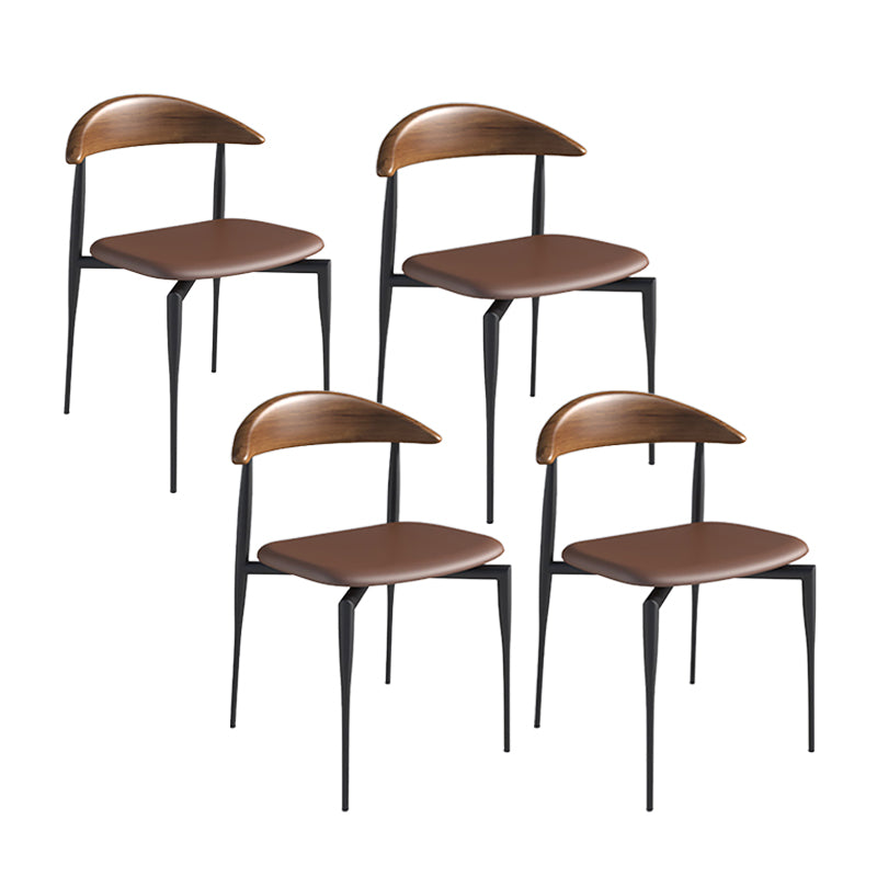 Contemporary PU Leather Side Chair Open Back Stackable Dining Chair