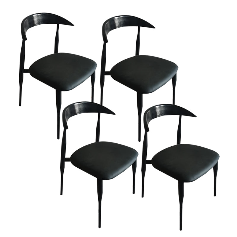 Contemporary PU Leather Side Chair Open Back Stackable Dining Chair