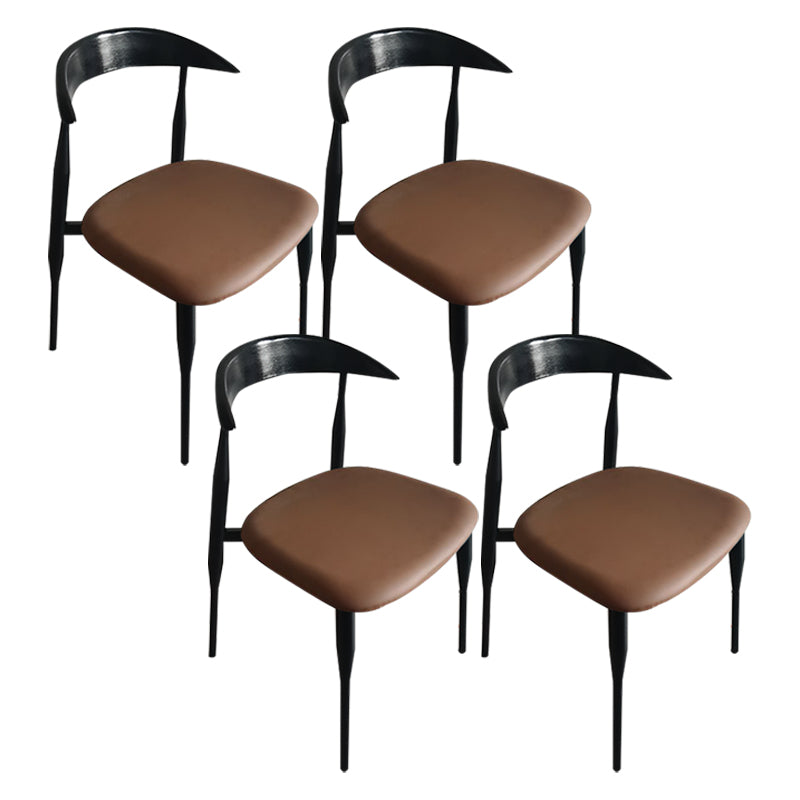 Contemporary PU Leather Side Chair Open Back Stackable Dining Chair