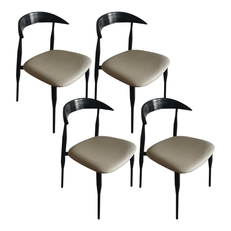 Contemporary PU Leather Side Chair Open Back Stackable Dining Chair