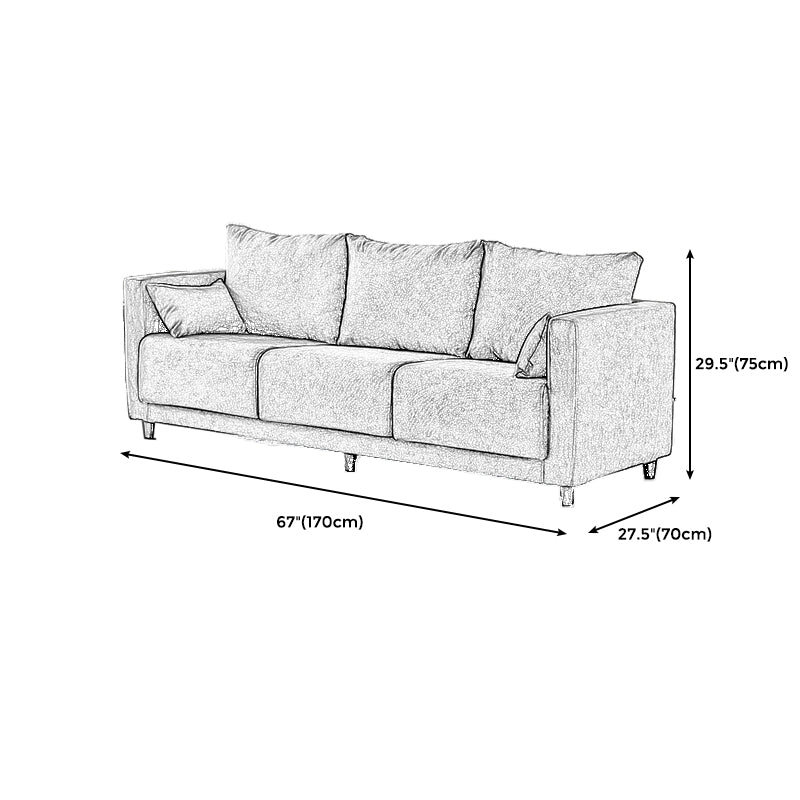 29.53" H Square Arm Sofa with Loose Back Slipcovered Sofa for Living Room