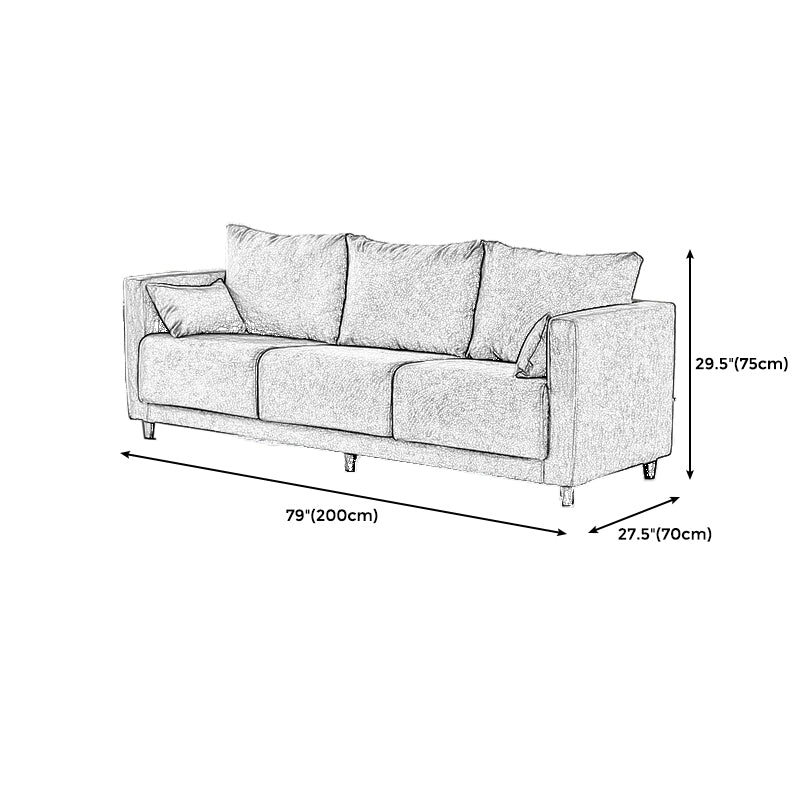 29.53" H Square Arm Sofa with Loose Back Slipcovered Sofa for Living Room