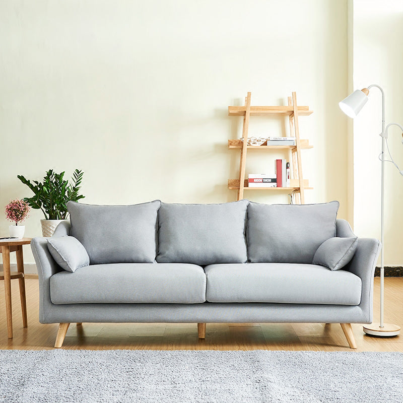 Modern Cotton Blend Loose Back Sofa 33"W Sloped Arm Sofa with Multiple Cushions