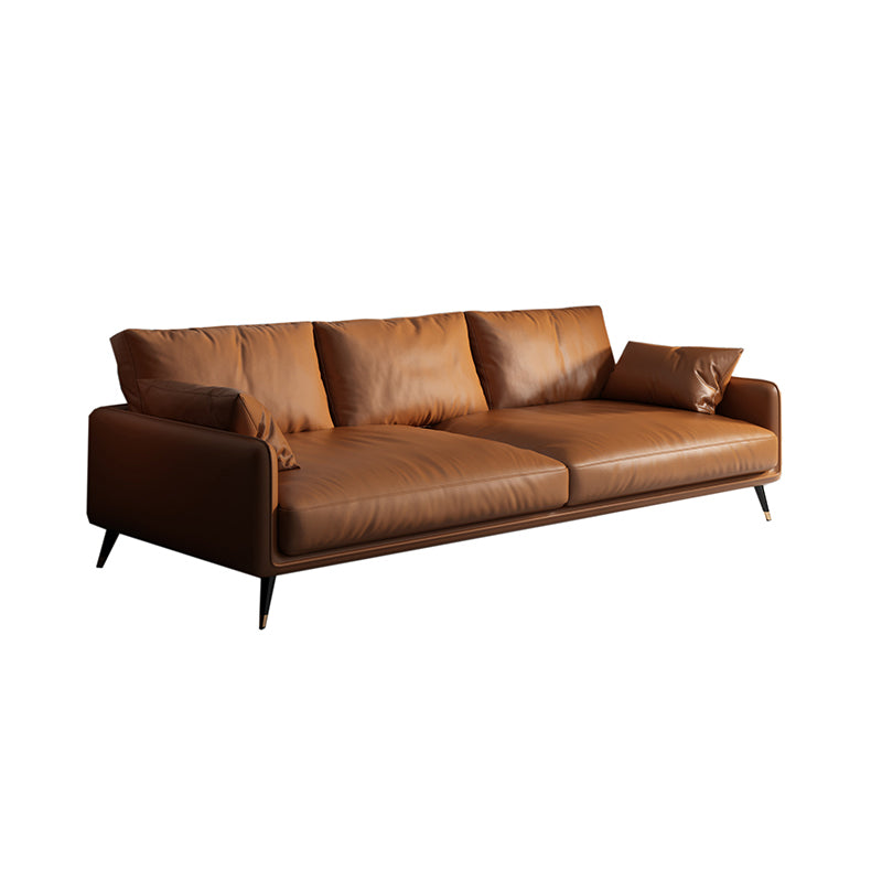 31" High Modern Square Arm Sofa with Loose Back Standard Sofa for Living Room, Dark Brown