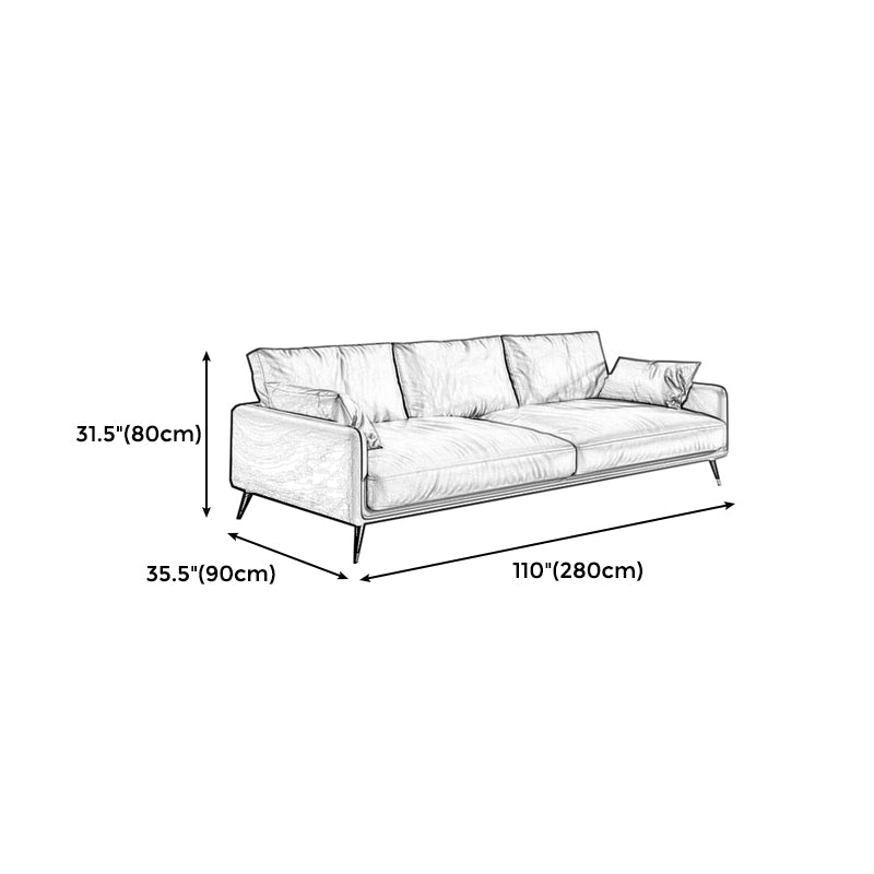 31" High Modern Square Arm Sofa with Loose Back Standard Sofa for Living Room, Dark Brown