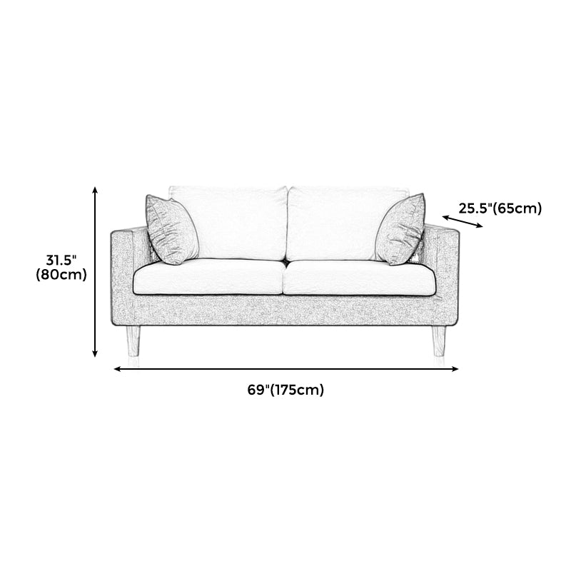 Linen Modern Standard Sofa 25.5"W Square Arm Sofa with Bolster Pillows for Living Room