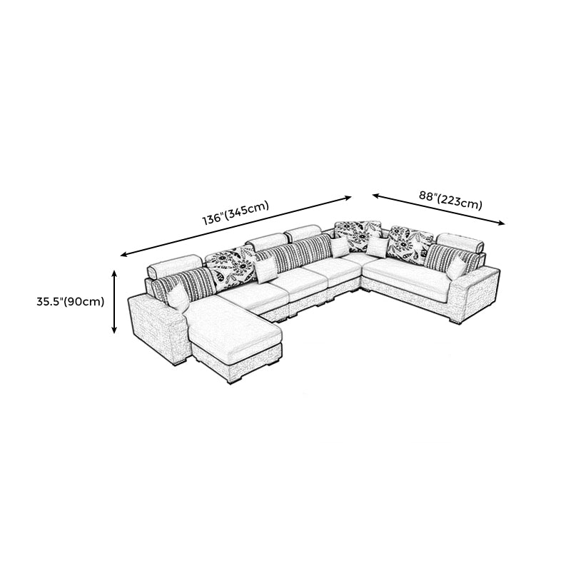 135.83"L x 87.8"W x 35.43"H 4-seat Sofa Square Arm Sectionals with Cushion Back