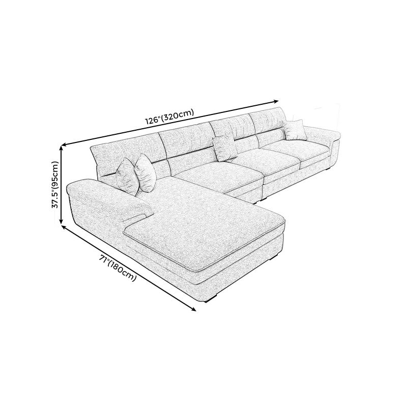 Blue Scandinavian L-Shape Pillow Top Arm Sectional Sofa with High Back