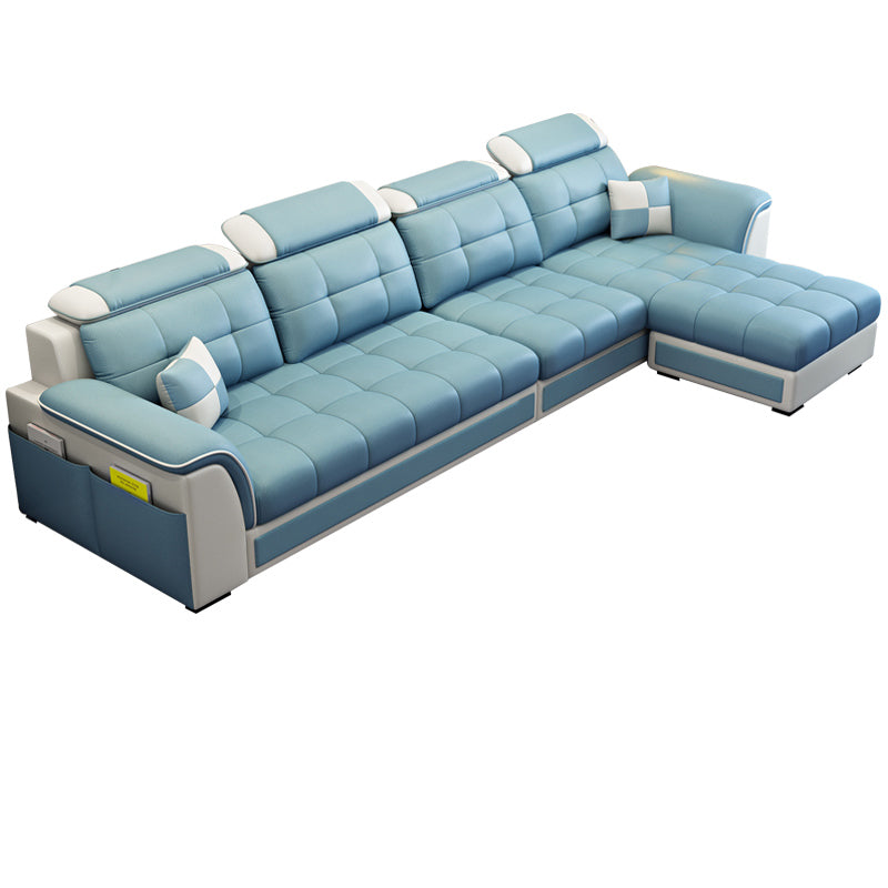 Modern Pillow Back Cushions Sectional 4-Seater Sofa with Storage