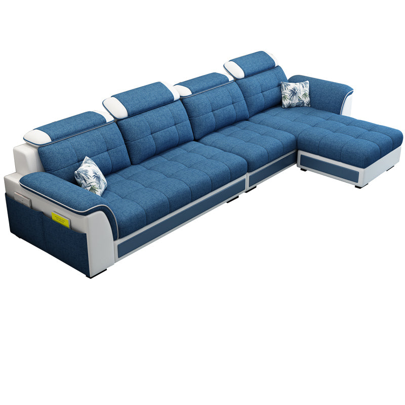 Modern Pillow Back Cushions Sectional 4-Seater Sofa with Storage