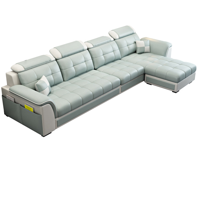 Modern Pillow Back Cushions Sectional 4-Seater Sofa with Storage